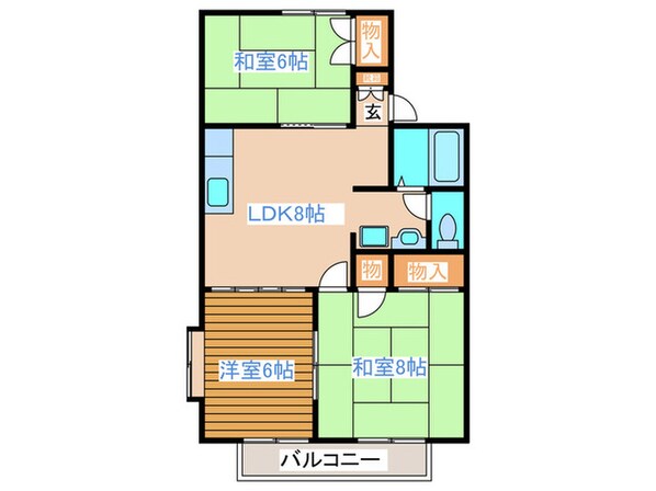 トゥインクルコ－ト若林Ⅱ番館の物件間取画像